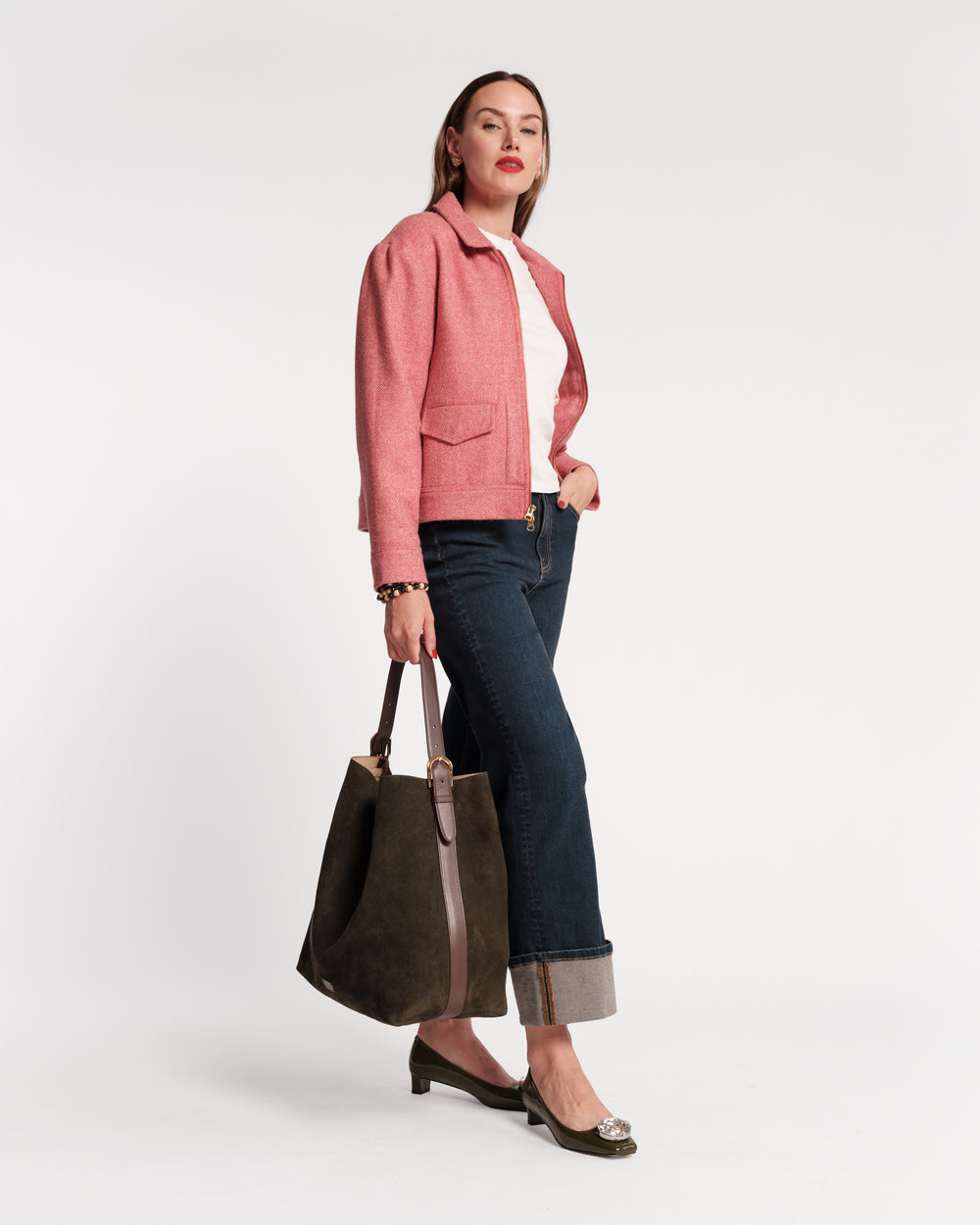 Hunter Suede Hobo - Olive Large Tote Frances Valentine