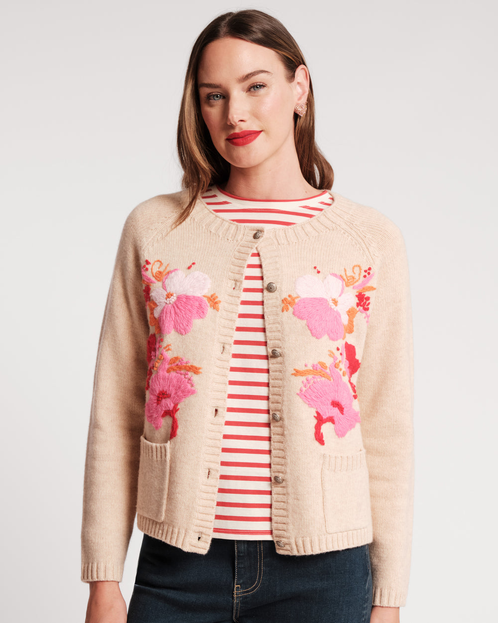 Wool Tulip Bouquet Cardigan - Pink Sweater Frances Valentine