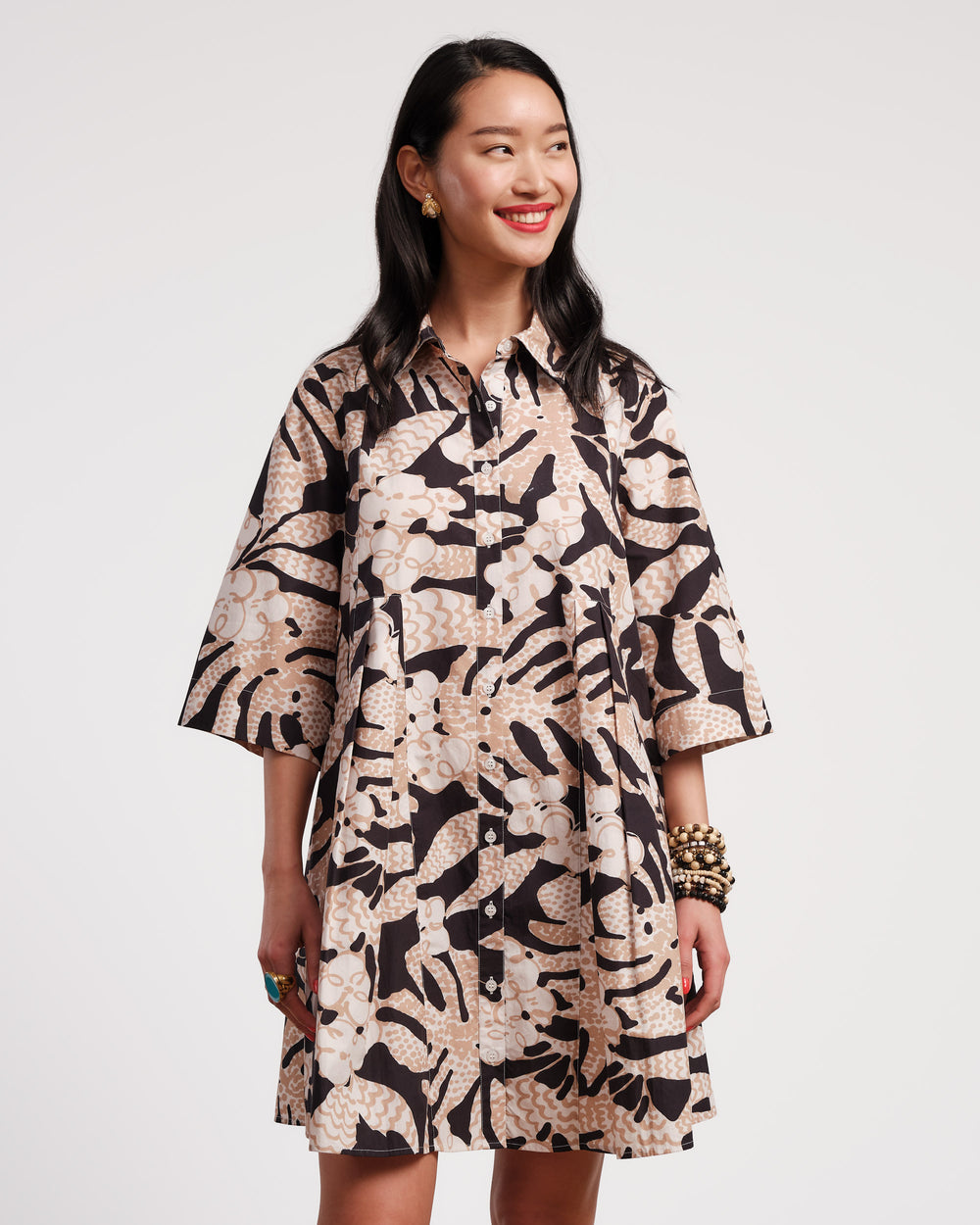 Isla Shirtdress - Sketchy Jungle Dresses Frances Valentine