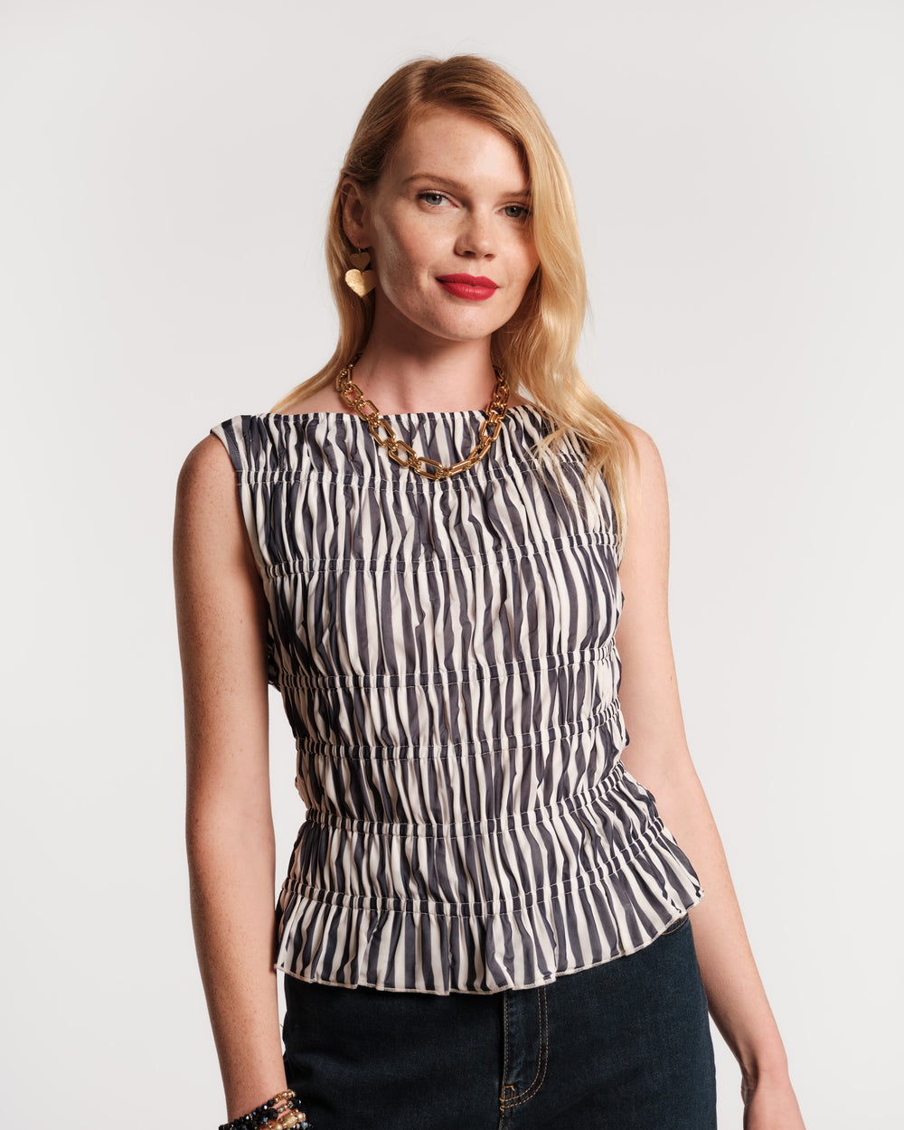 Jane Top - Navy/White Tops Frances Valentine