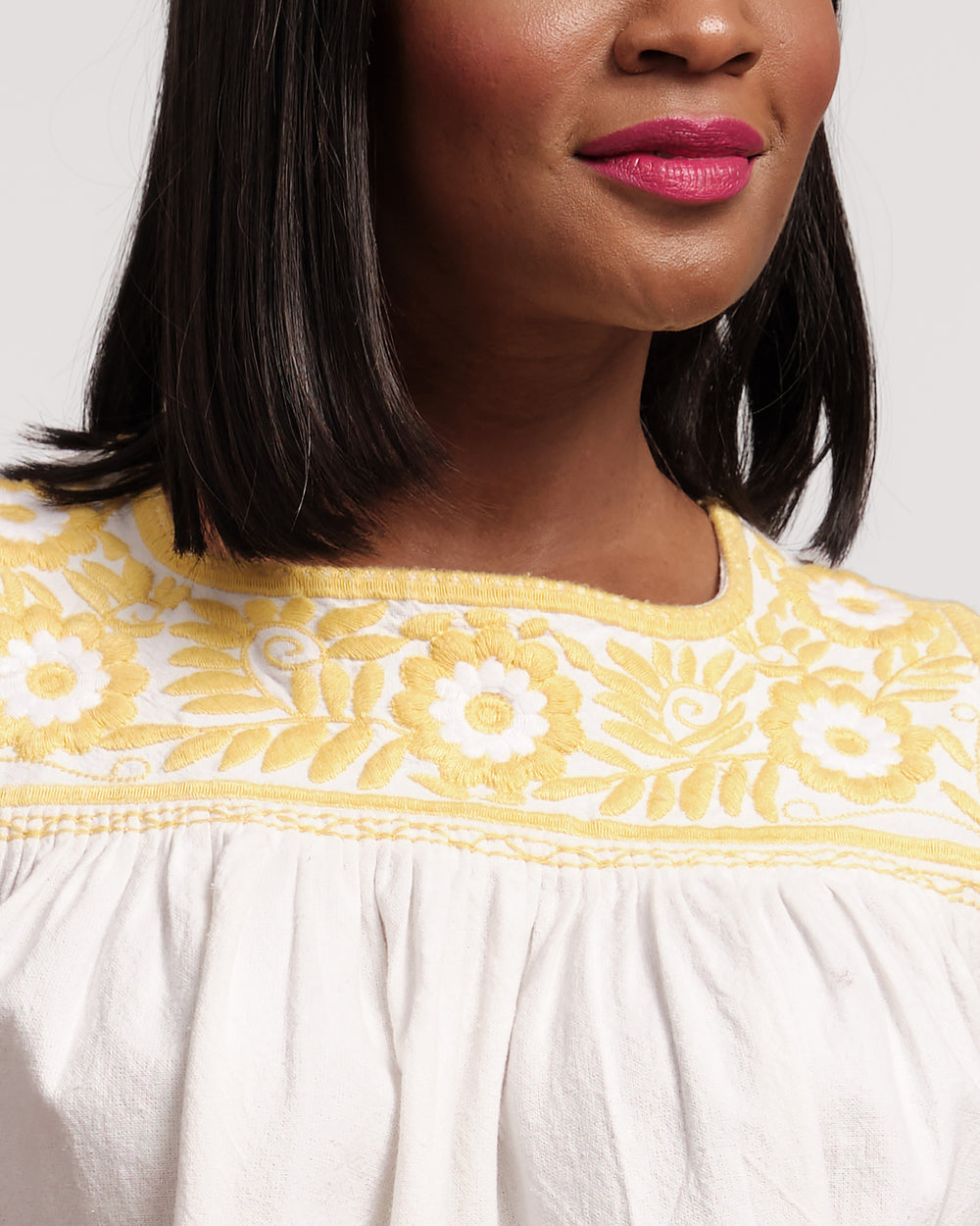 Jess Floral Embroidery Top - White Tops Frances Valentine