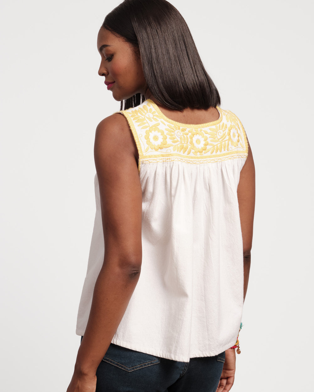 Jess Floral Embroidery Top - White Tops Frances Valentine