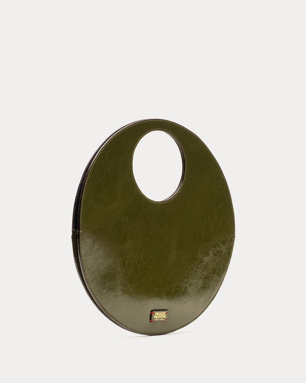 Juno Circle Bag - Crinkled Leather Olive Handbag Frances Valentine