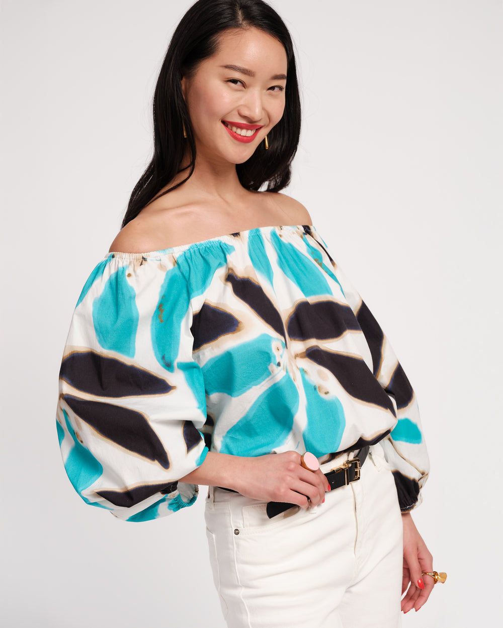 Bliss Top - Banana Leaf Blue Shirt Frances Valentine