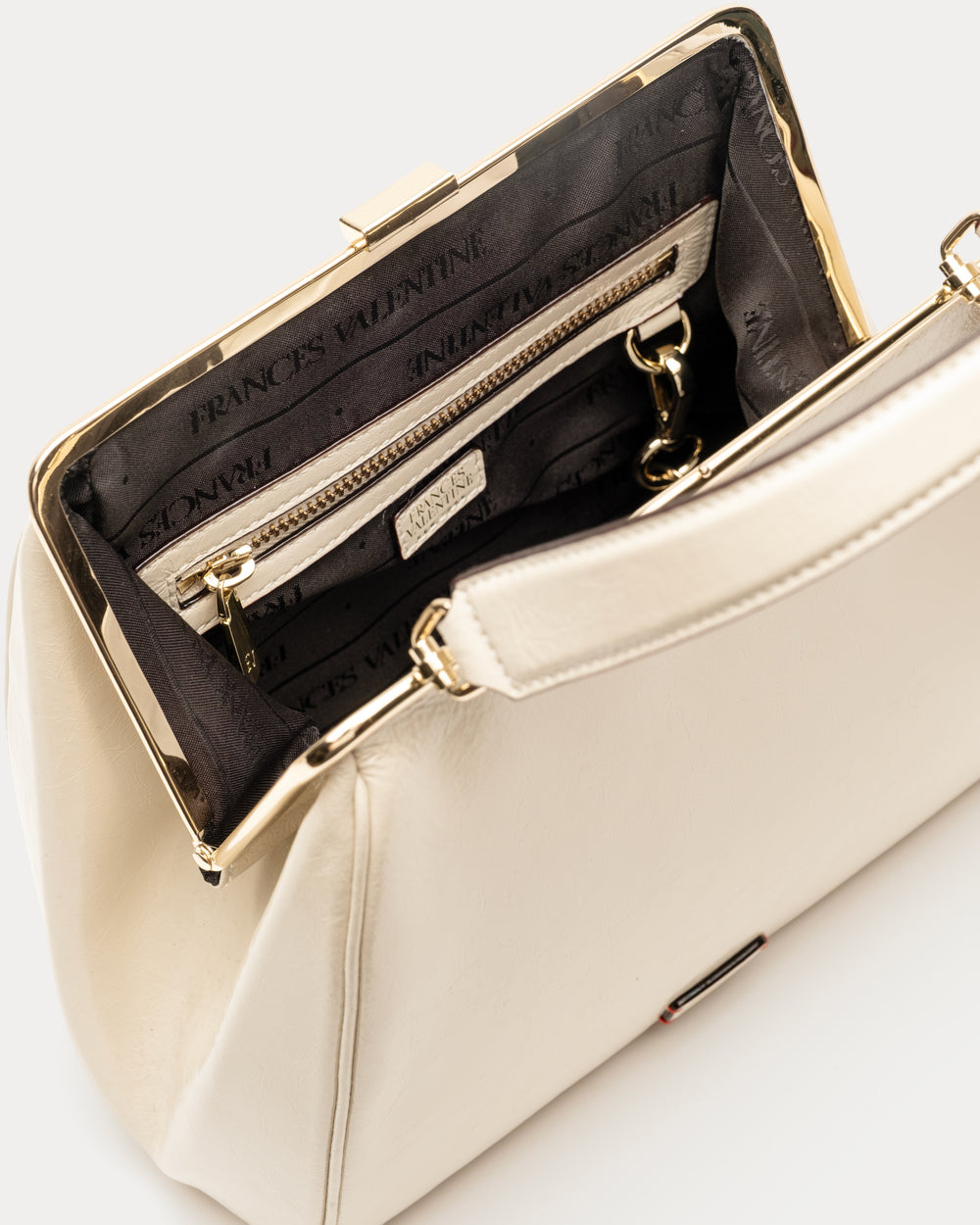 Katherine Frame Bag - Crinkled Leather Oyster Frame Bag Frances Valentine