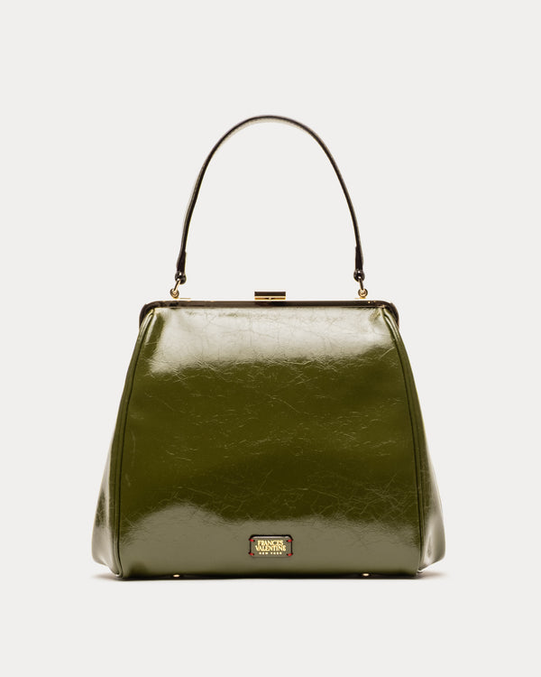 Katherine Frame Bag - Crinkled Leather Olive Frame Bag Frances Valentine