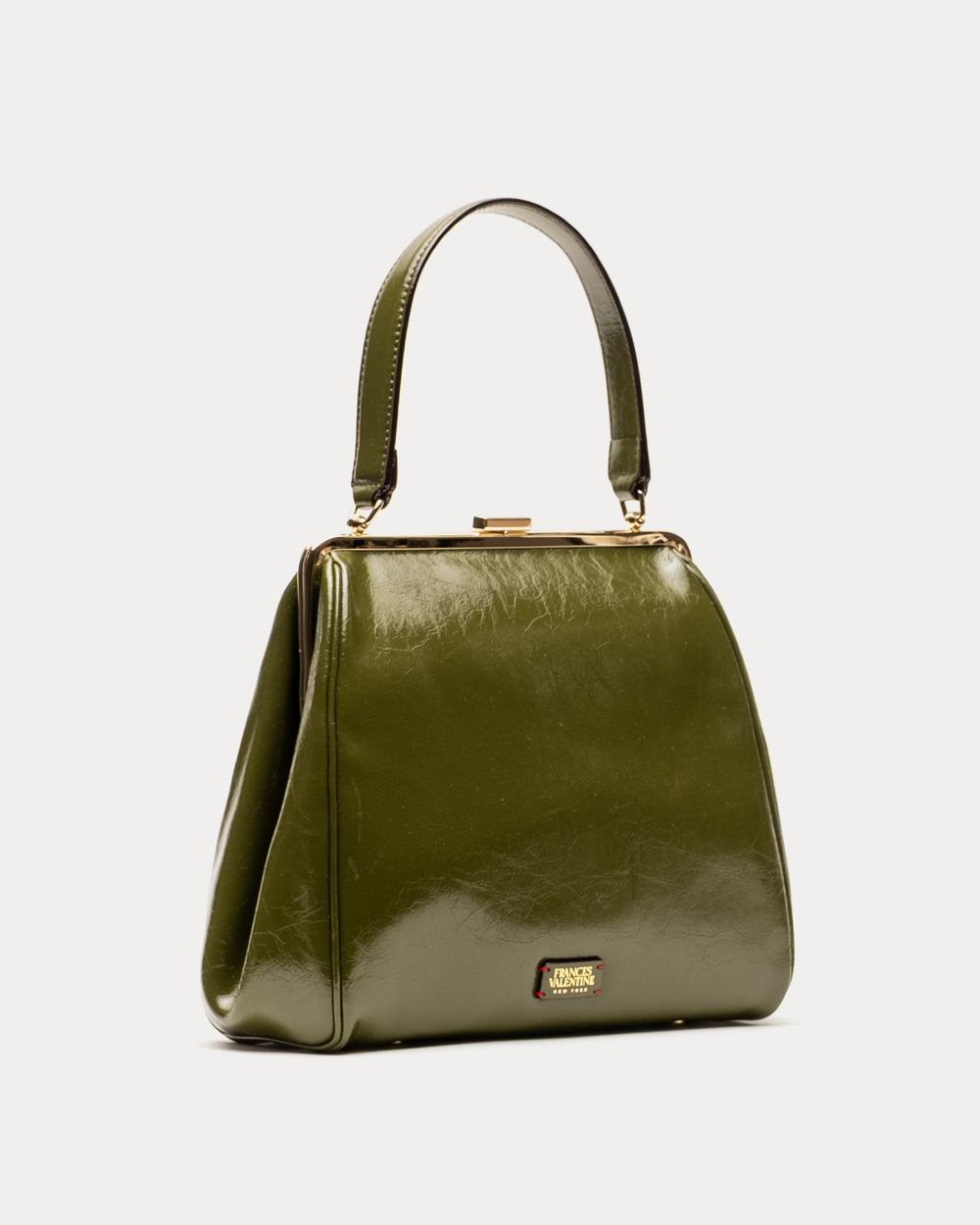 Katherine Frame Bag - Crinkled Leather Olive Frame Bag Frances Valentine