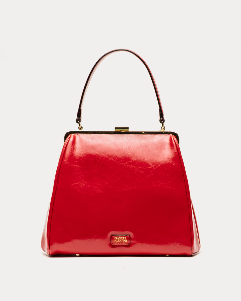 Katherine Frame Bag - Crinkled Leather Red Frame Bag Frances Valentine