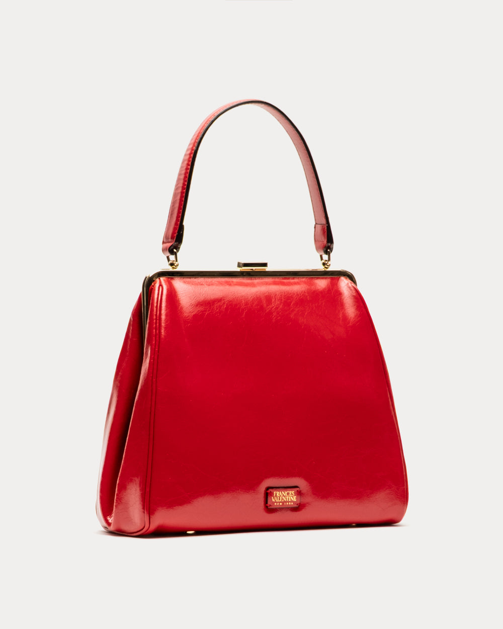 Katherine Frame Bag - Crinkled Leather Red Frame Bag Frances Valentine
