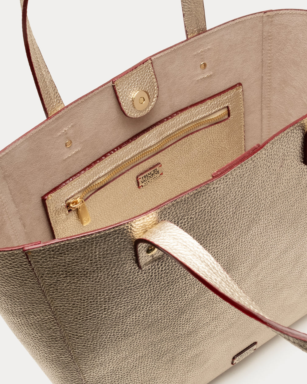 Large Margaret Tote - Tumbled Leather Platino Handbag Frances Valentine