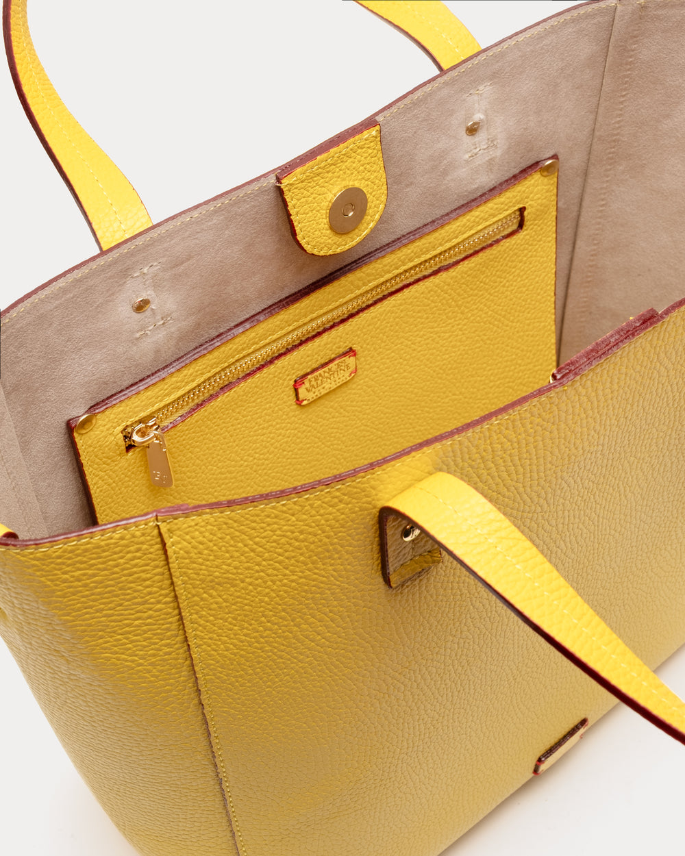 Large Margaret Tote - Tumbled Leather Canary Handbag Frances Valentine