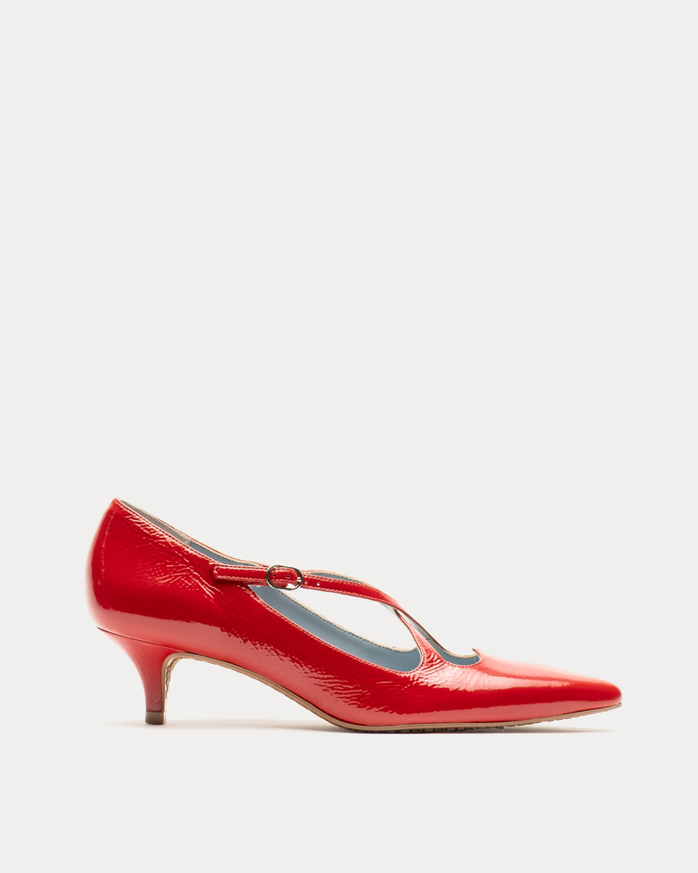 Lily Heel - Crinkled Leather Red Heels Frances Valentine