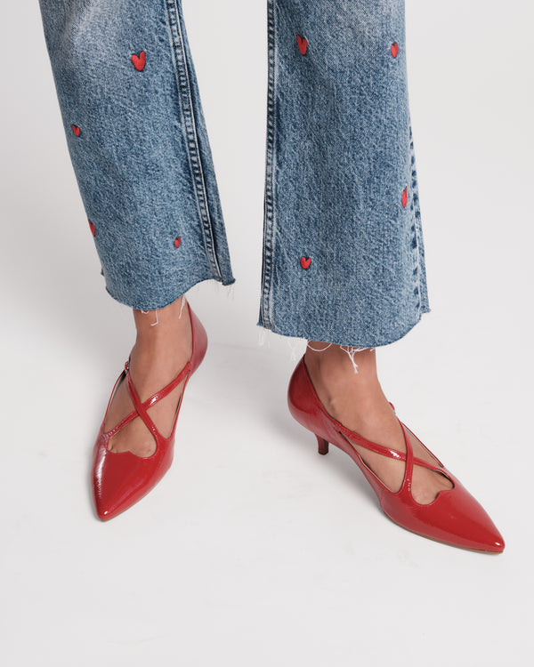 Lily Heel - Crinkled Leather Red Heels Frances Valentine