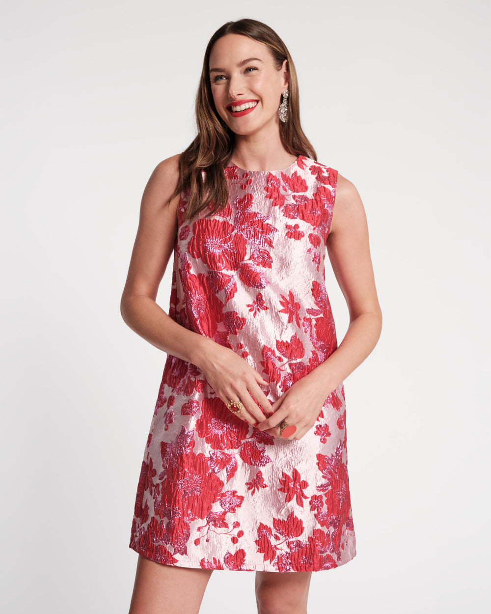 Lily Shift Dress - Metallic Floral Jacquard Dresses Frances Valentine