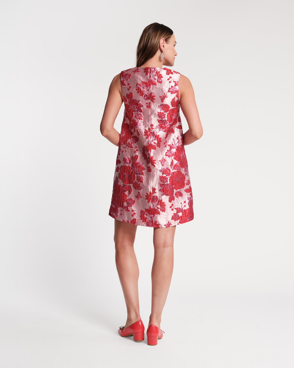 Lily Shift Dress - Metallic Floral Jacquard Dresses Frances Valentine