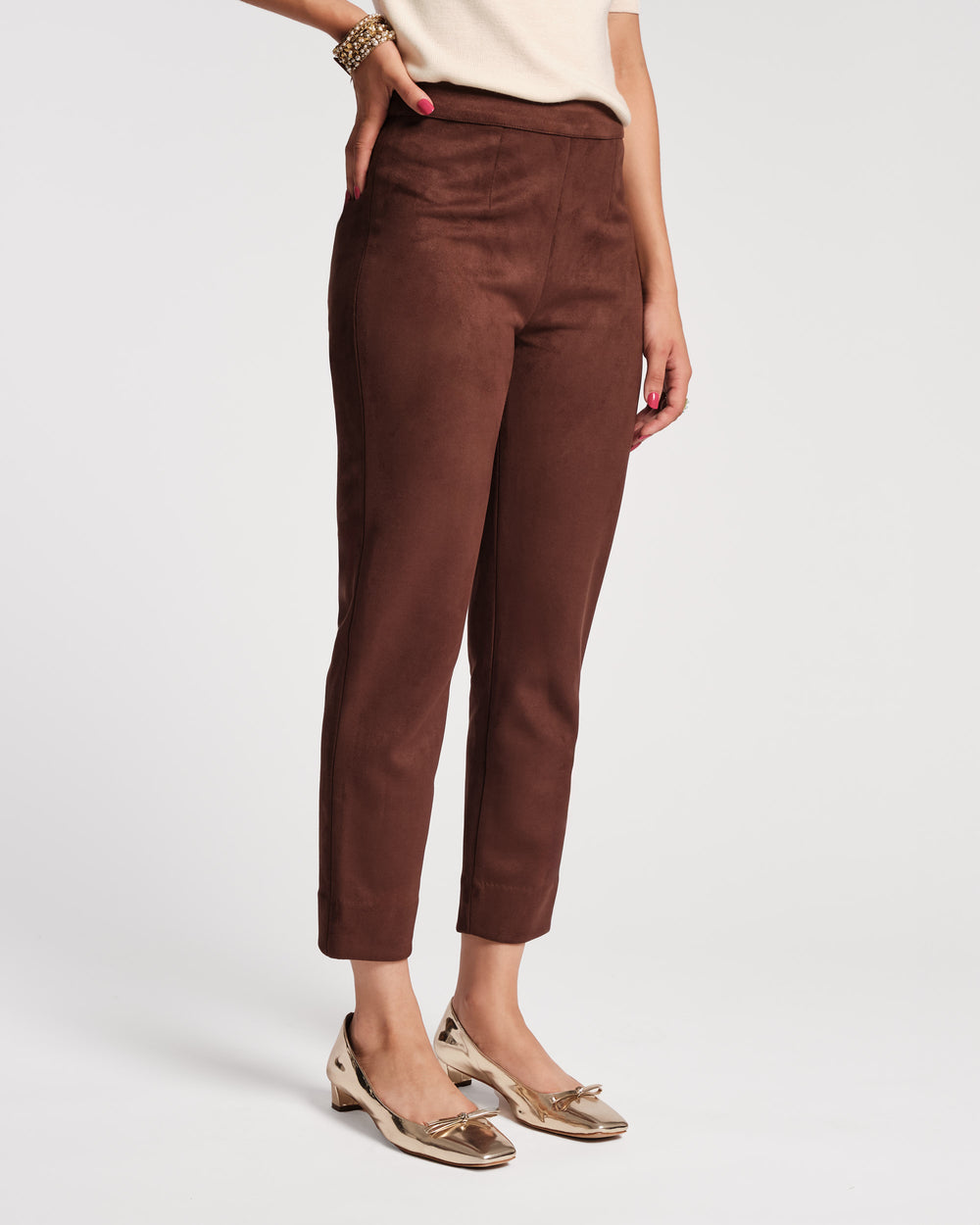Lucy Microsuede Cigarette Pant - Chocolate Pants Frances Valentine
