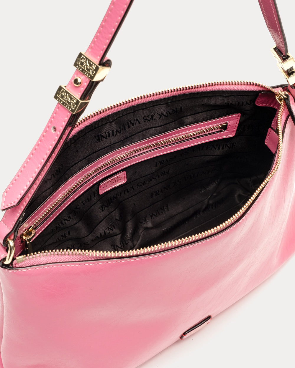Large Freddie Shoulder Bag - Crinkled Leather Pink Frances Valentine