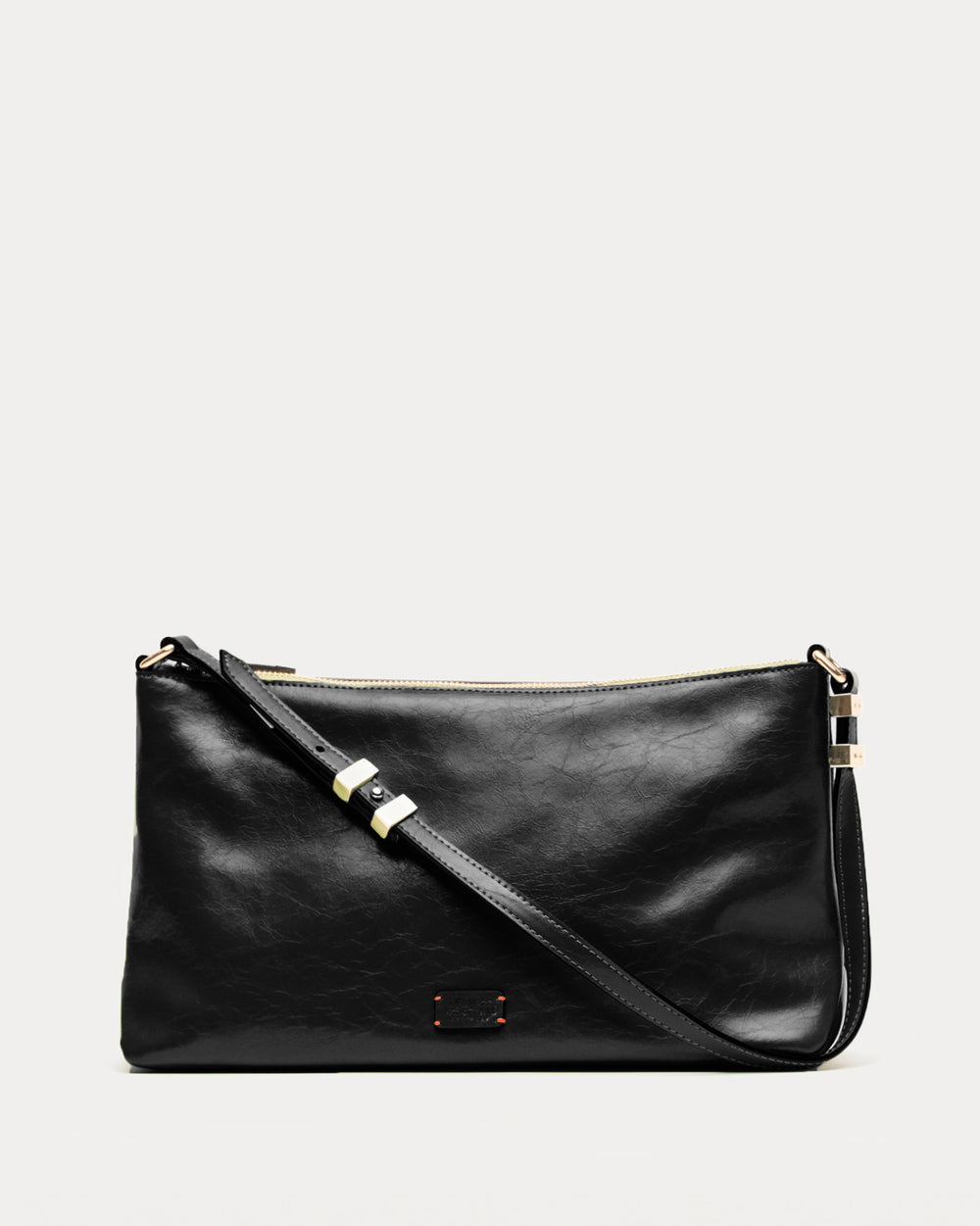 Large Freddie Shoulder Bag - Crinkled Leather Black Frances Valentine