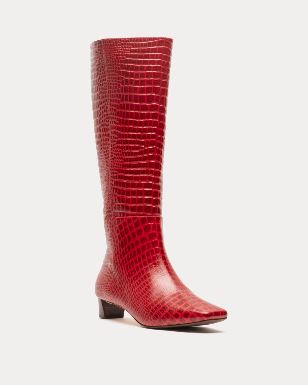 Mackie Boot - Croc Emboss Leather Red Boots Frances Valentine