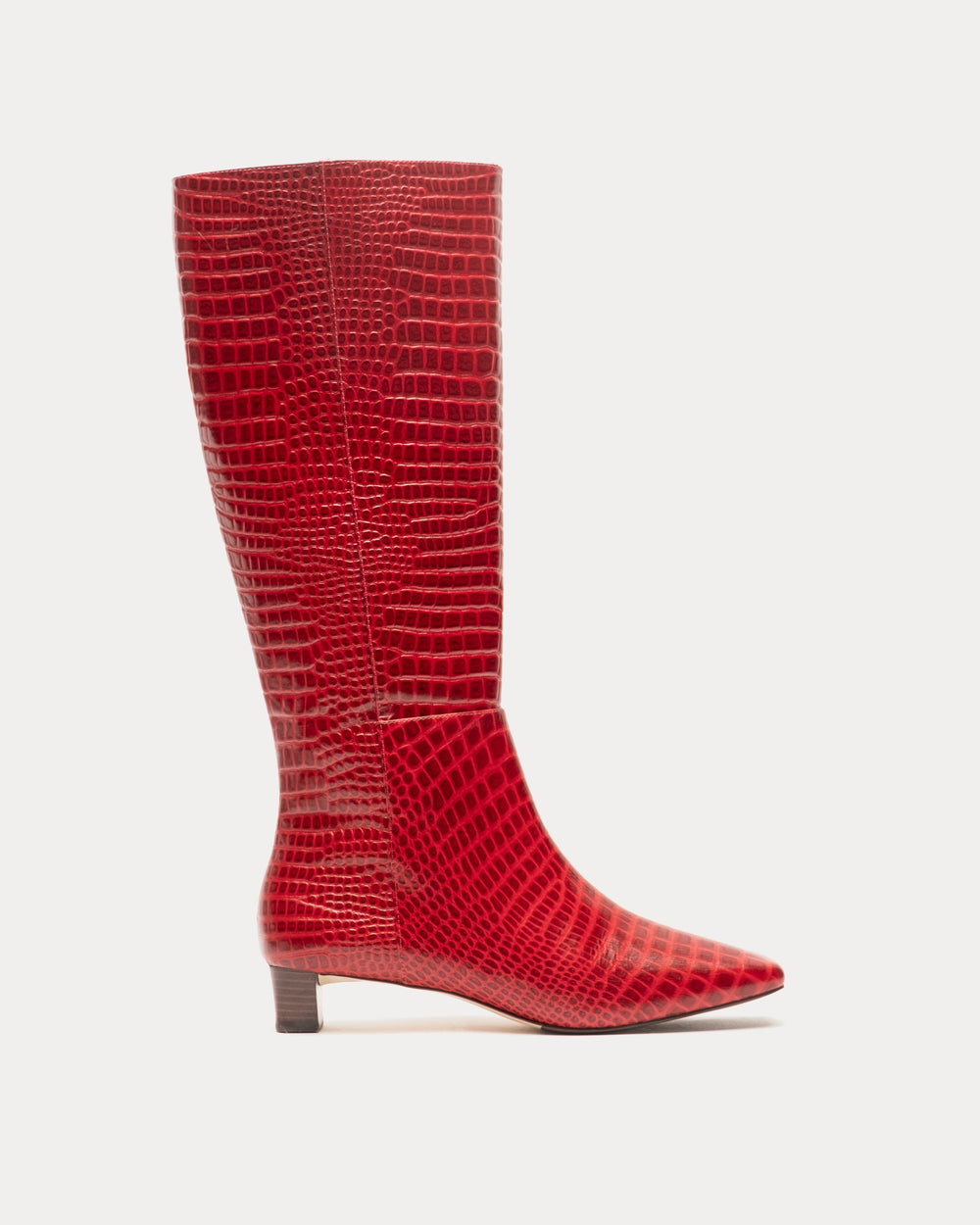 Mackie Boot - Croc Emboss Leather Red Boots Frances Valentine