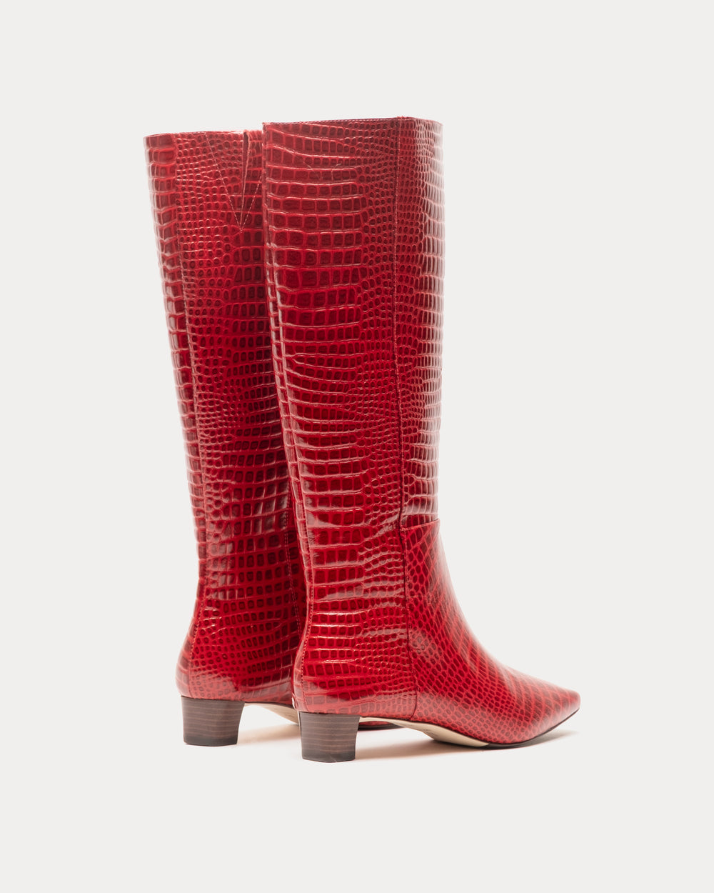 Mackie Boot - Croc Emboss Leather Red Boots Frances Valentine