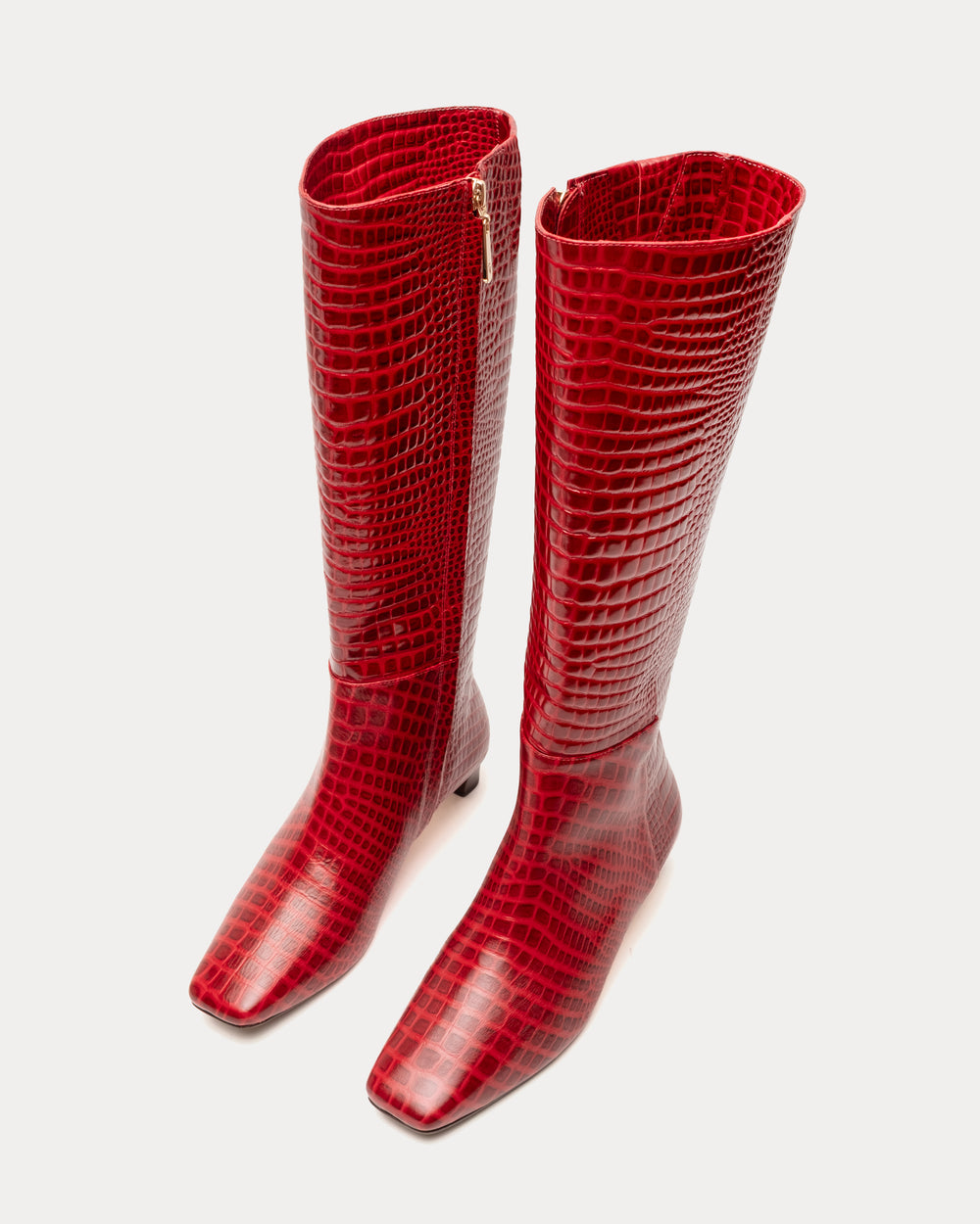 Mackie Boot - Croc Emboss Leather Red Boots Frances Valentine