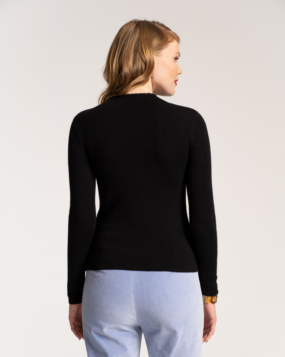 Marie Long Sleeve Cotton Sweater - Black Sweater Frances Valentine