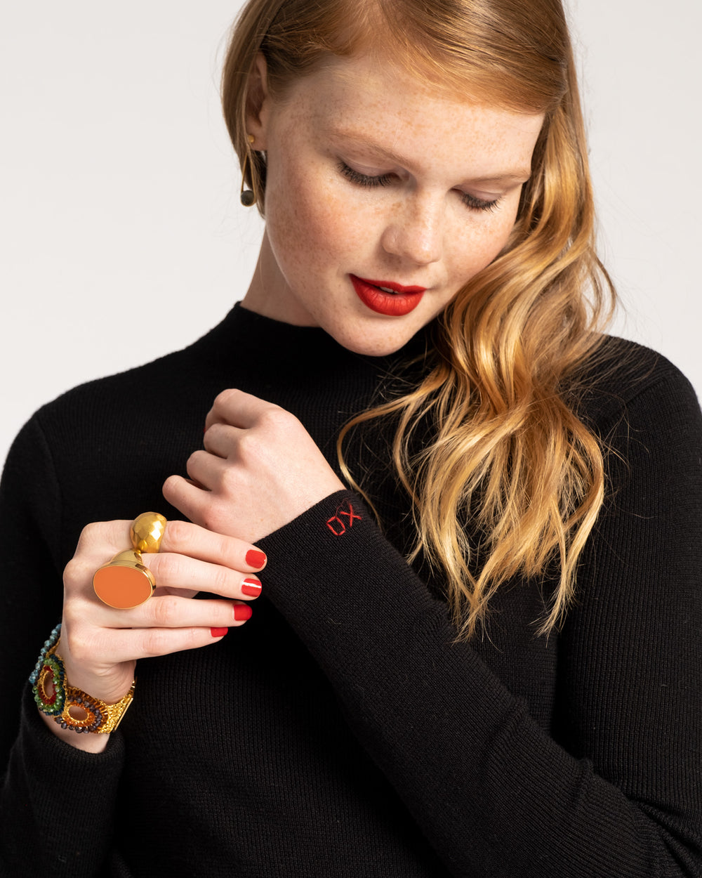 Marie Long Sleeve Cotton Sweater - Black Sweater Frances Valentine