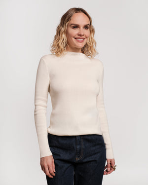 Marie Long Sleeve Merino Sweater - Oyster Sweater Frances Valentine