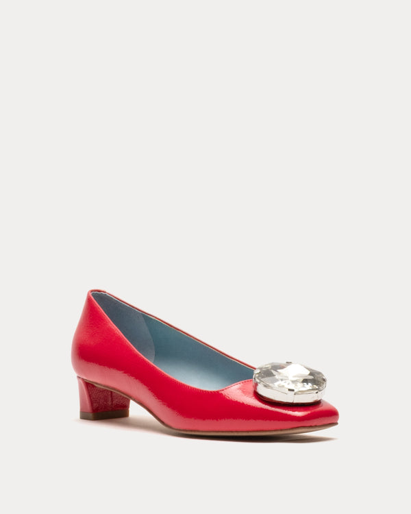 Mary Mod Heel - Crinkled Leather Tomato Heels Frances Valentine