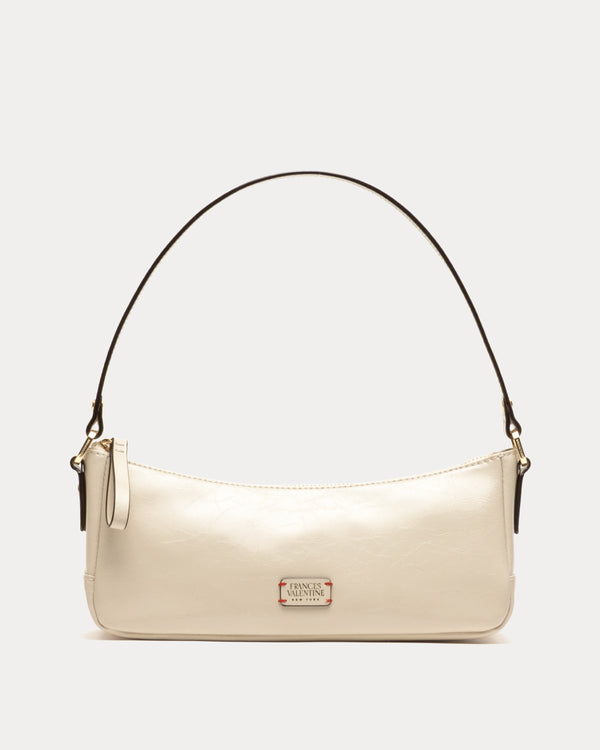 Mia Mini Shoulder Bag - Crinkled Leather Oyster Shoulder Bag Frances Valentine