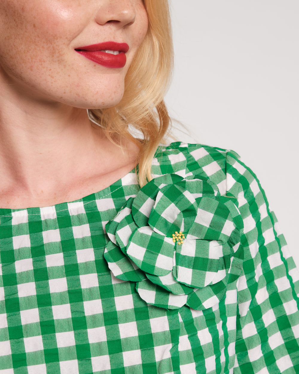 Michelle Gingham Midi Dress - Green Dresses Frances Valentine