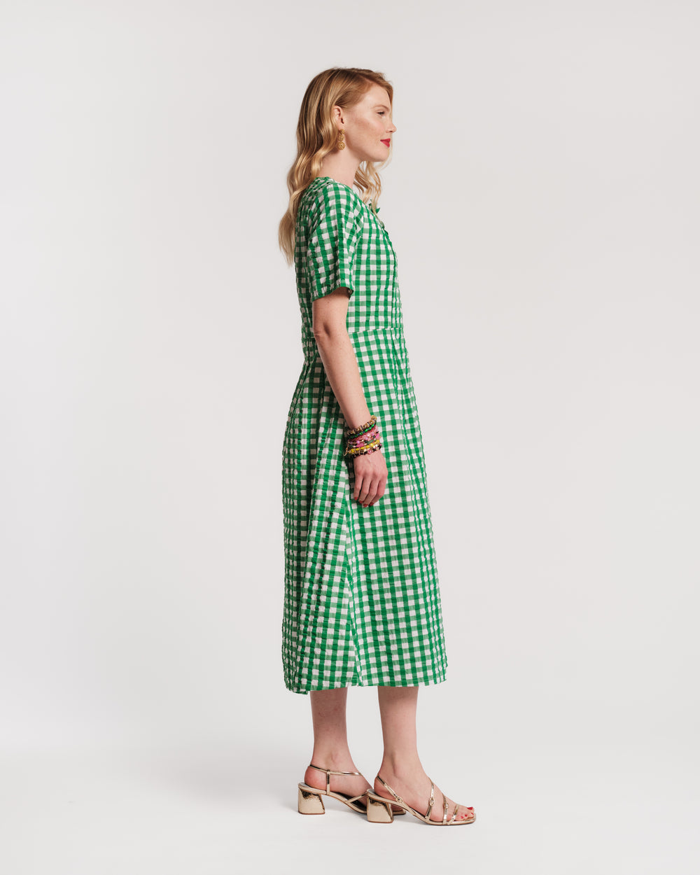 Michelle Gingham Midi Dress - Green Dresses Frances Valentine