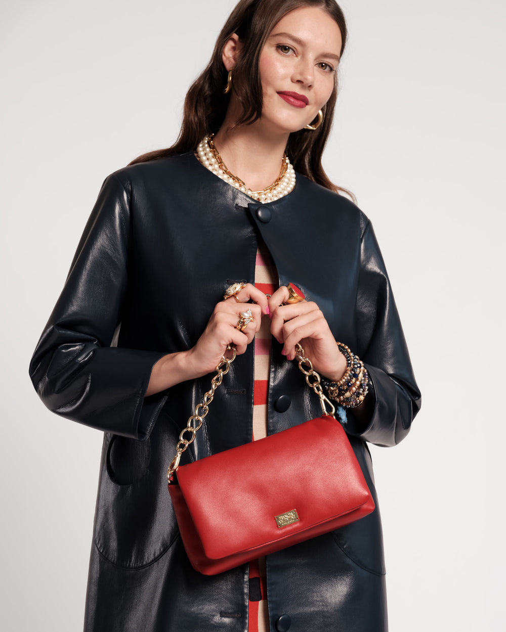 Small Effie Bag - Nappa Lambskin Leather Red Evening Bag Frances Valentine