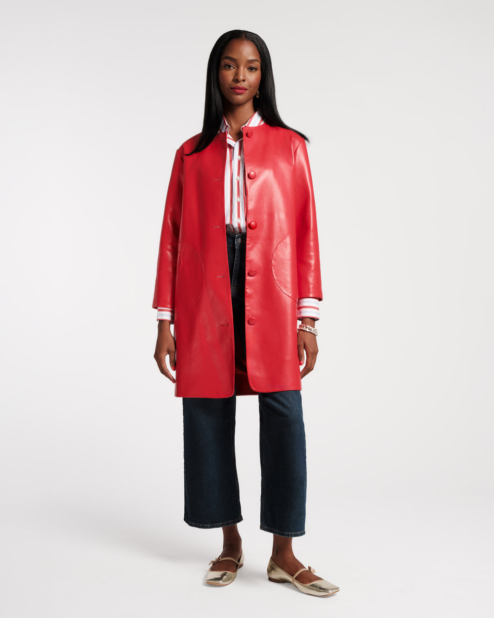 Mod Jacket - Faux Leather Geranium Frances Valentine