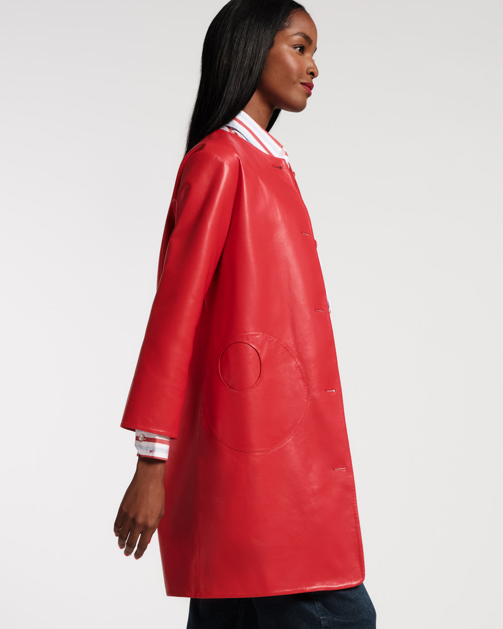 Mod Jacket - Faux Leather Geranium Frances Valentine