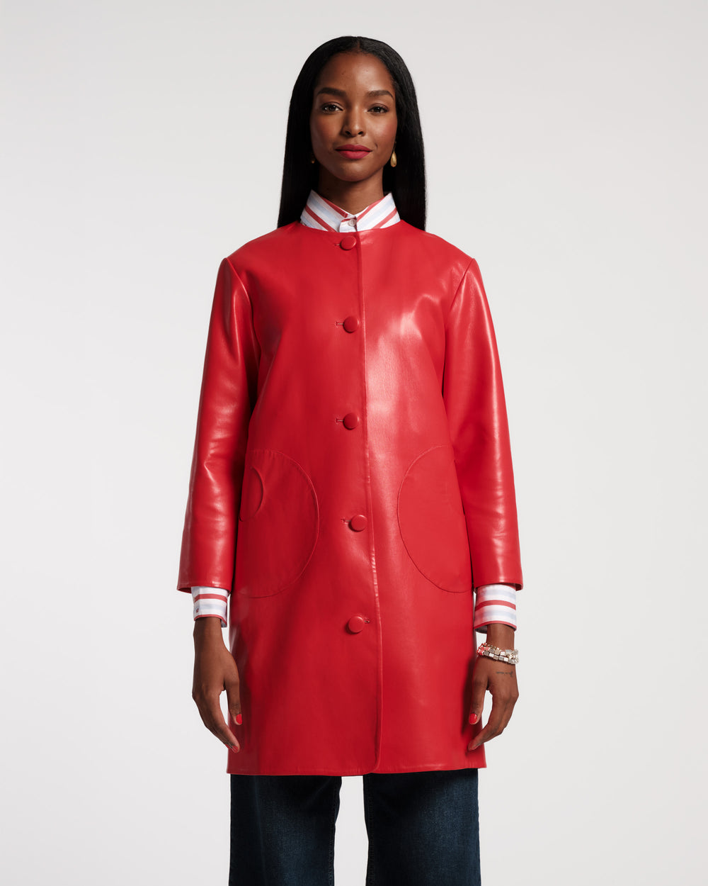 Mod Jacket - Faux Leather Geranium Frances Valentine