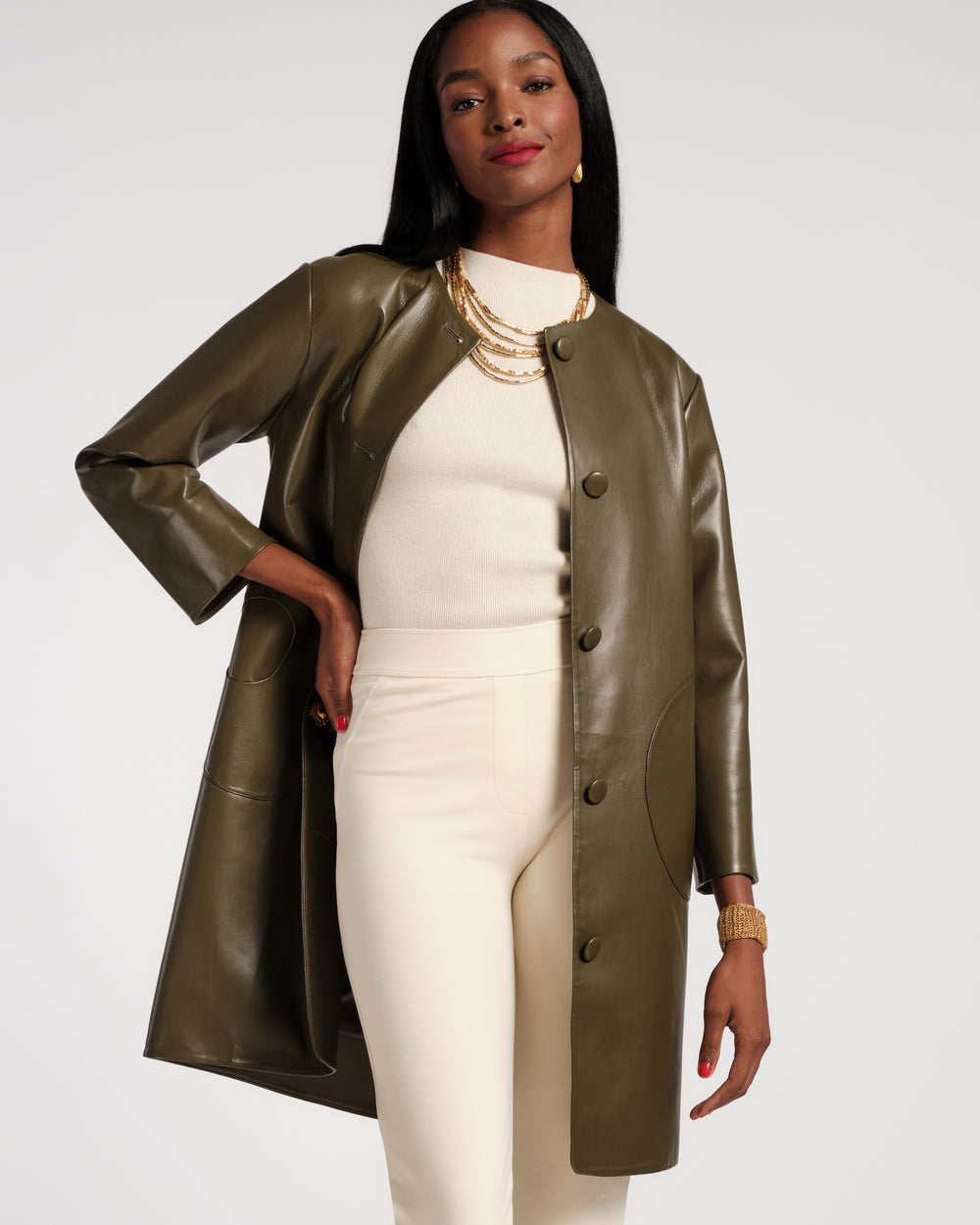 Mod Jacket - Faux Leather Olive Frances Valentine