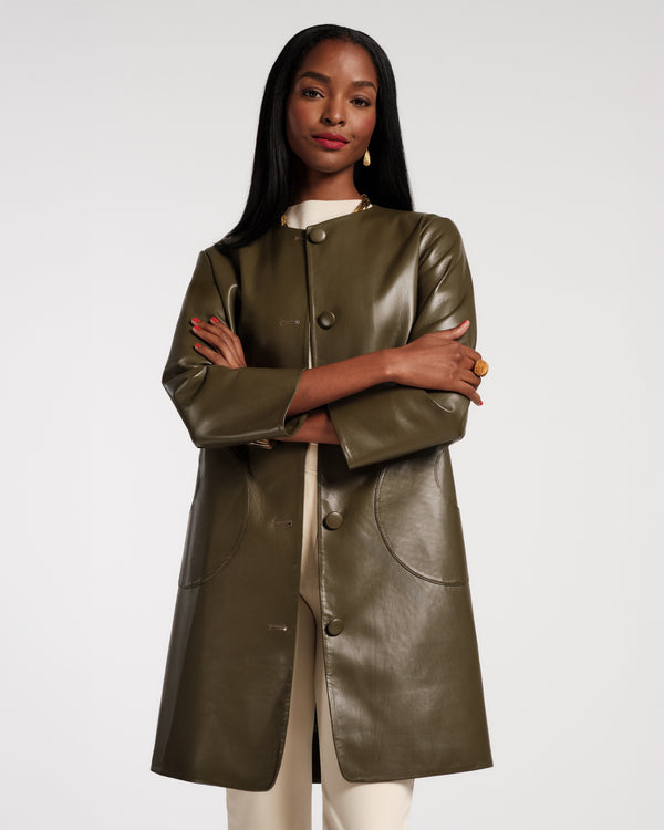 Mod Jacket - Faux Leather Olive Frances Valentine