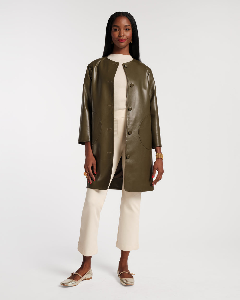 Mod Jacket - Faux Leather Olive Frances Valentine