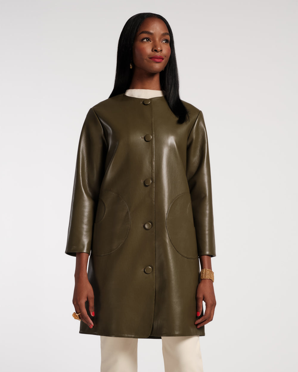 Mod Jacket - Faux Leather Olive Frances Valentine