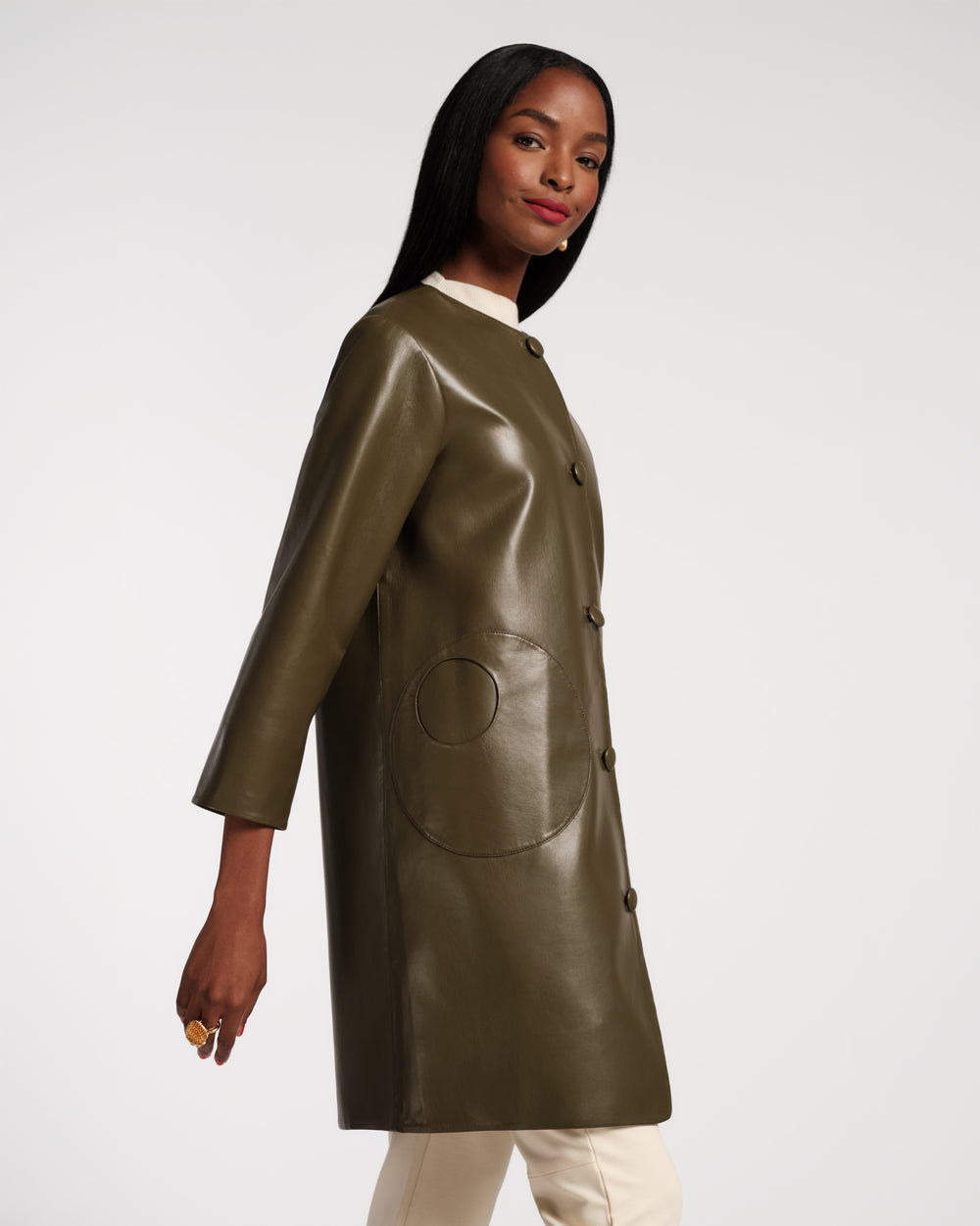 Mod Jacket - Faux Leather Olive Frances Valentine