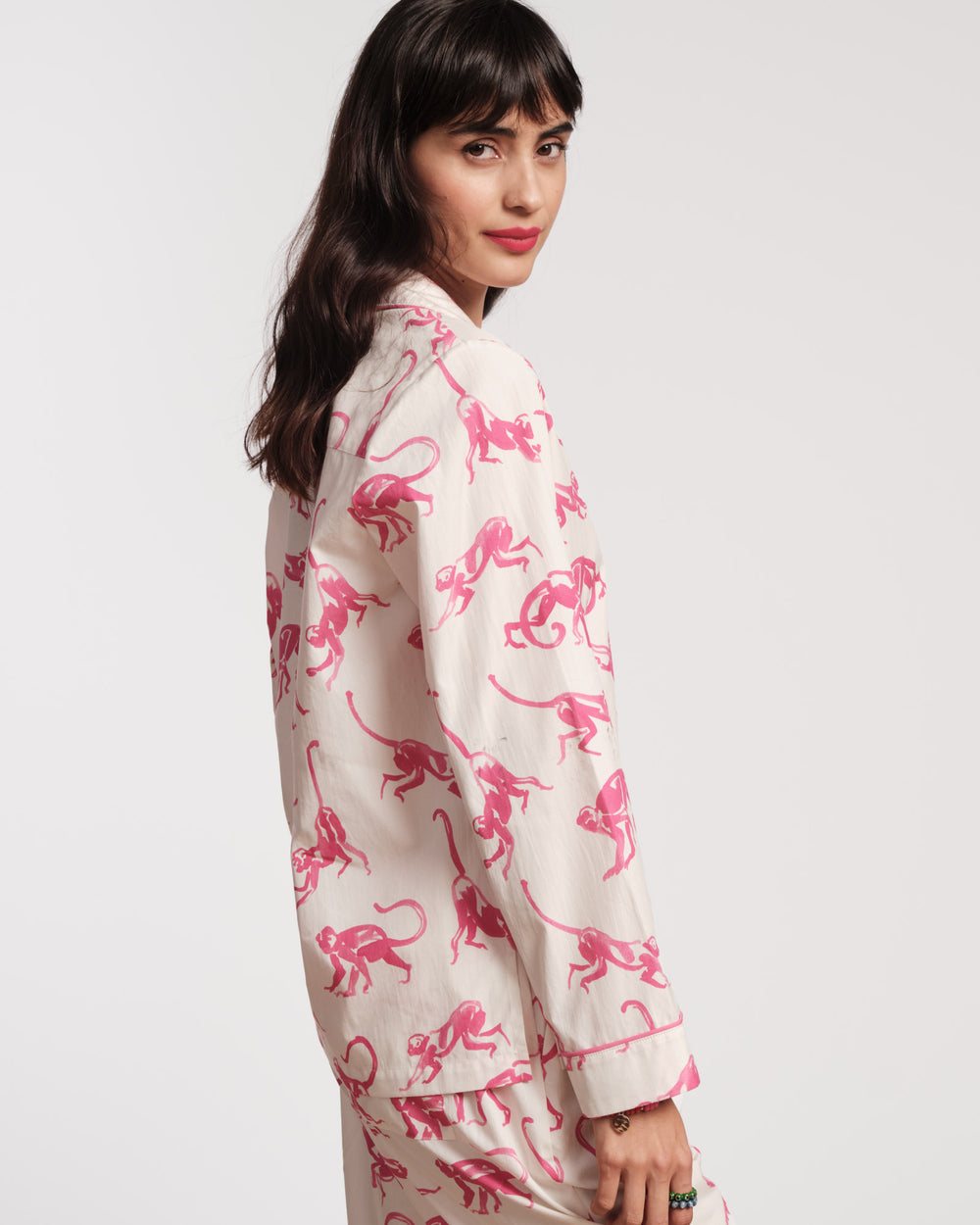 Teddy Pajama Top - Pink Monkey Pajamas Frances Valentine