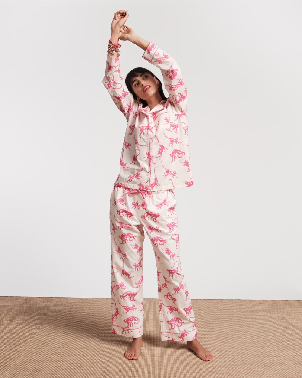 Teddy Pajama Pant - Pink Monkey Pajamas Frances Valentine