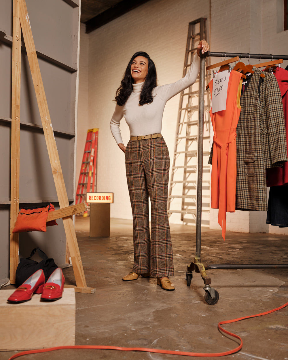 Slim Trouser - Windowpane Plaid Pants Frances Valentine