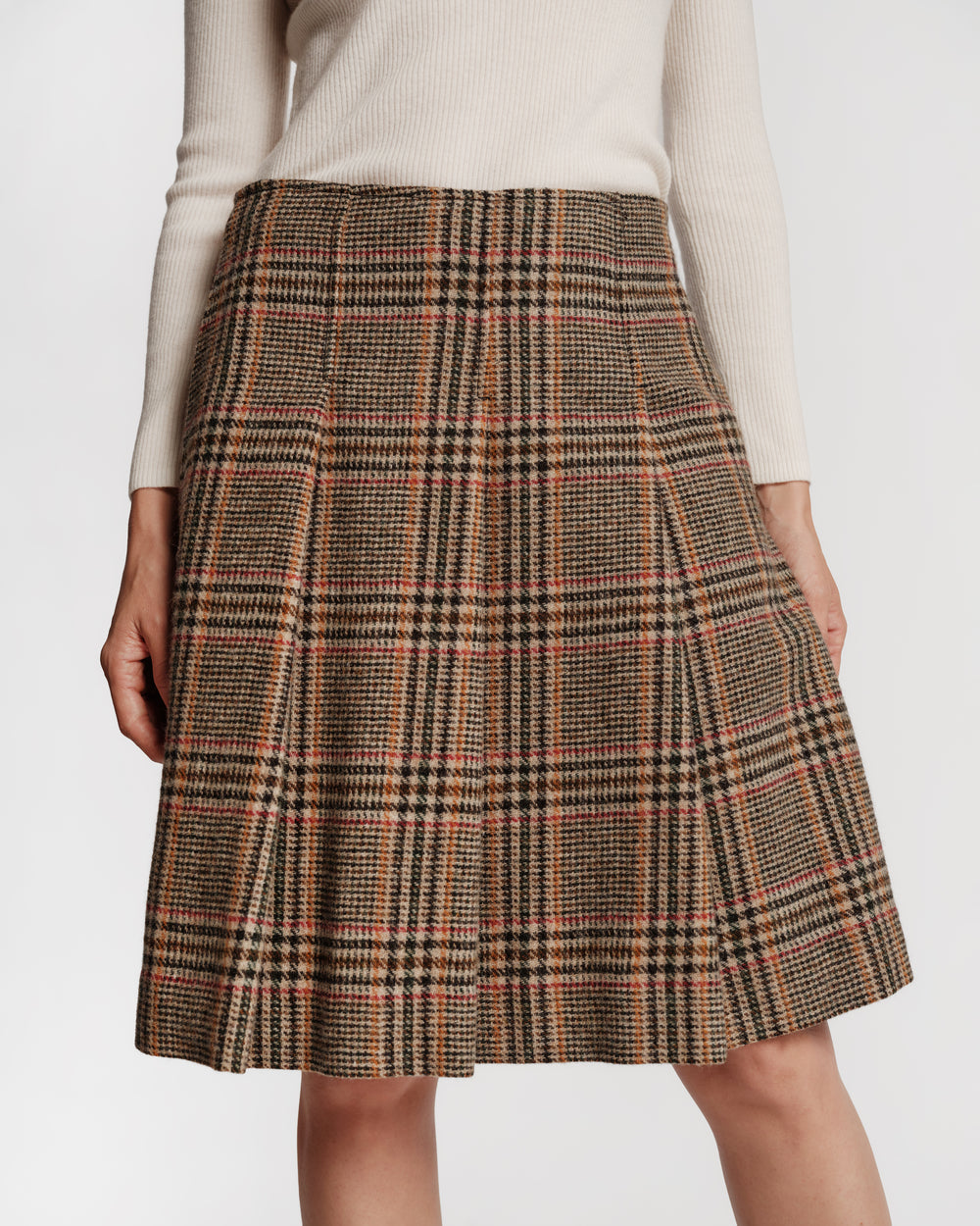 Pleated Mini Skirt - Windowpane Plaid Skirts Frances Valentine