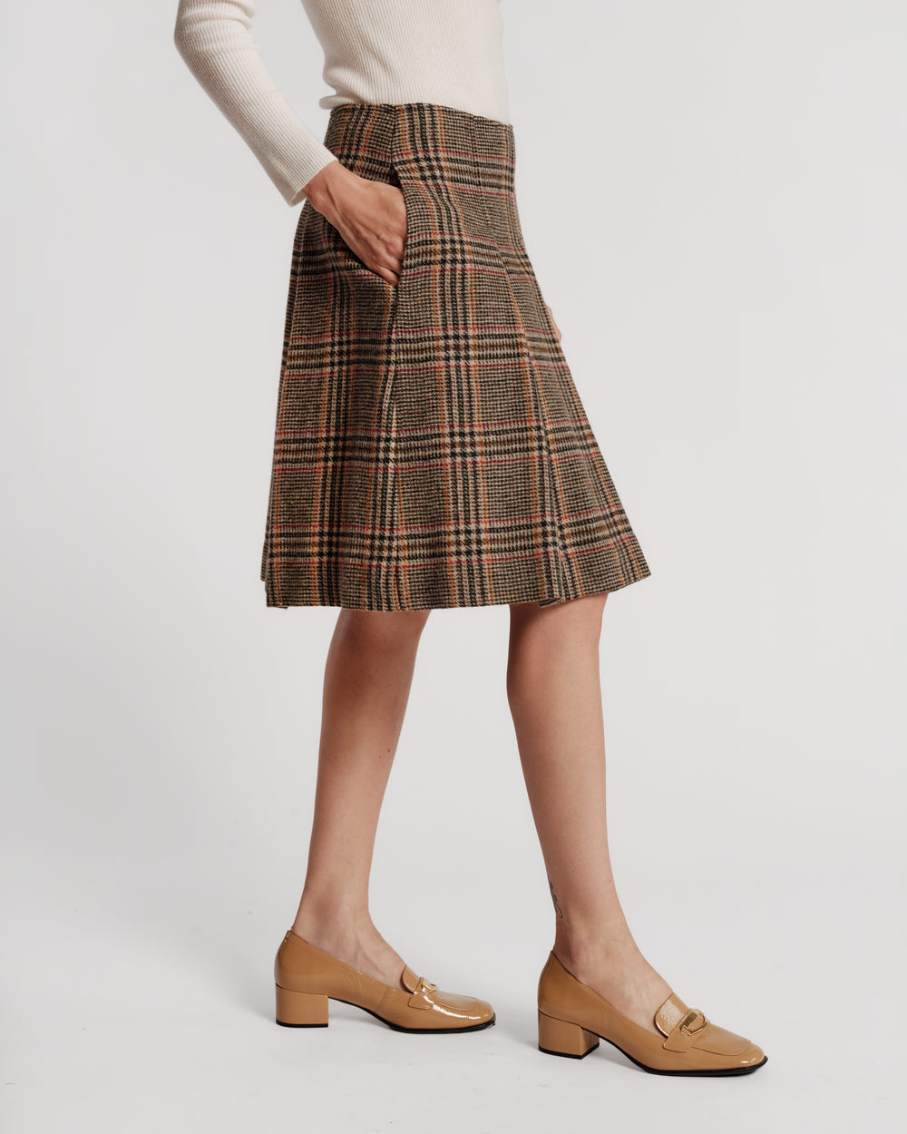 Pleated Mini Skirt - Windowpane Plaid Skirts Frances Valentine