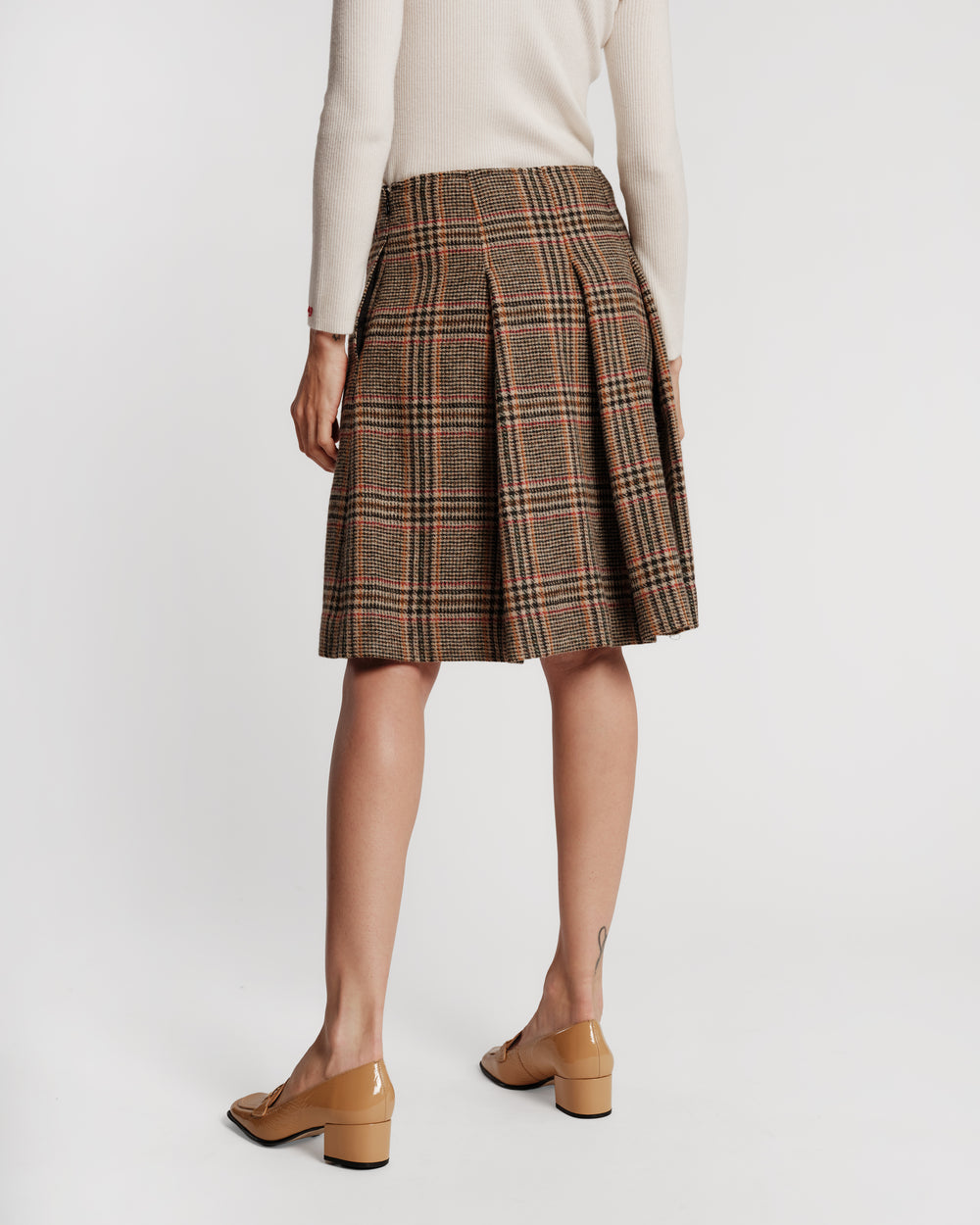 Pleated Mini Skirt - Windowpane Plaid Skirts Frances Valentine