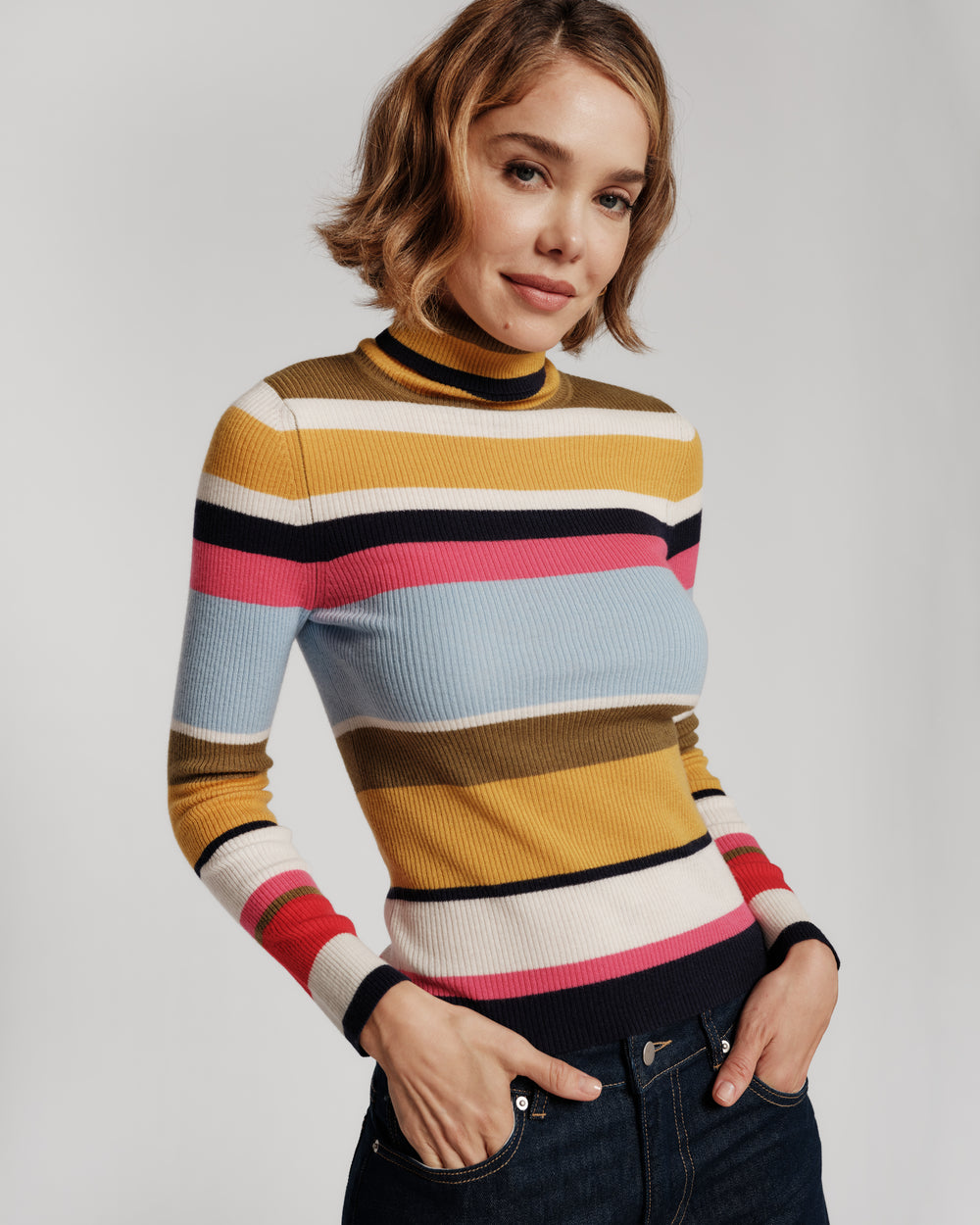 Merino Wool Blend Turtleneck - Multi Shirt Frances Valentine