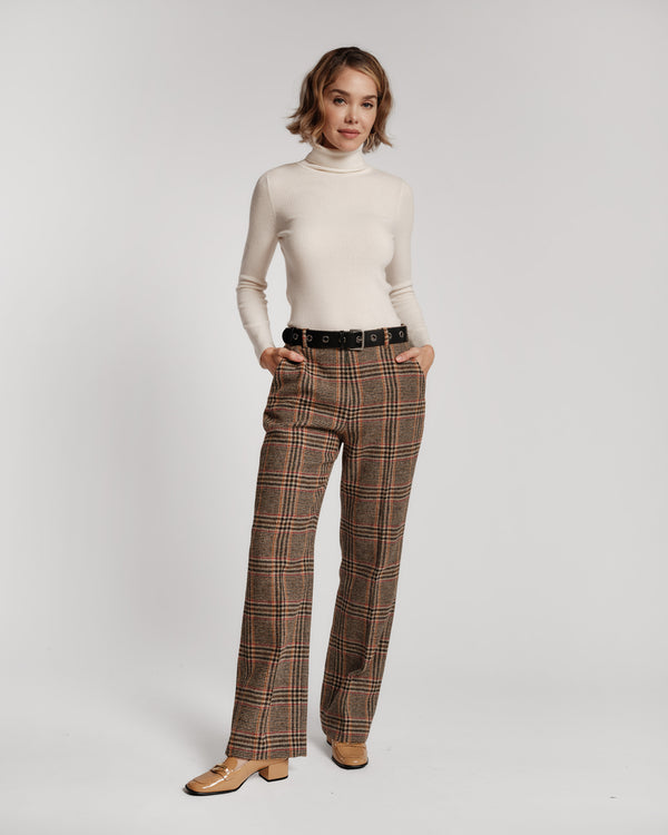 Slim Trouser - Windowpane Plaid Pants Frances Valentine